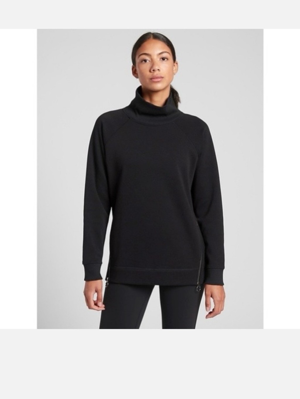 Athleta Cozy Karma Side Zip Funnel Neck Sweatshirt Size Small